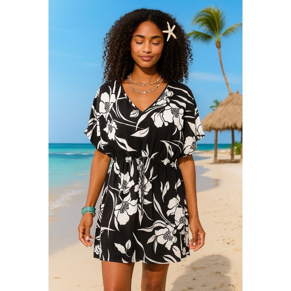 Mario Serrani Med Beach Swimwear Cover-Up Waist Tie Bikini Swim Cover Mini Dress